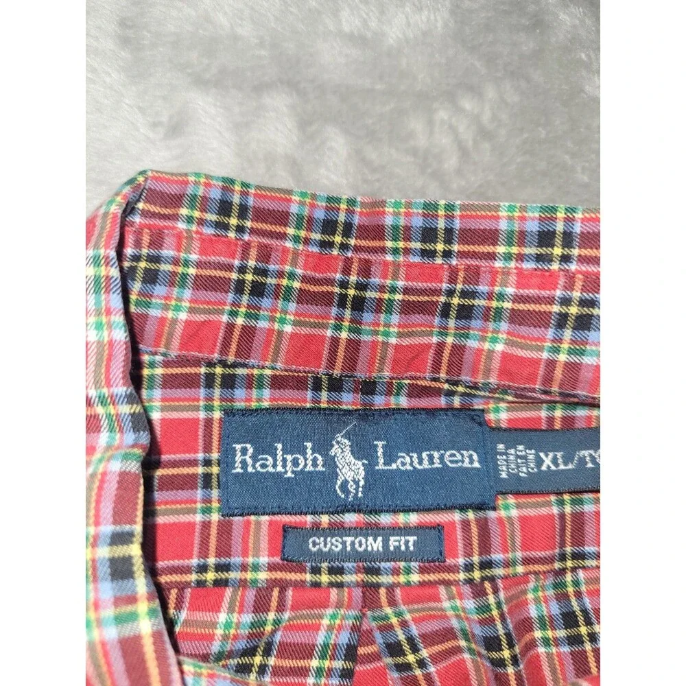 Ralph Lauren Shirt 100% Cotton Red/Green Plaid Long Sleeve Button Down Mens XL - Picture 4 of 11